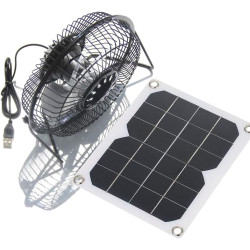5W 6inch USB Solar Panel Powered Fan for Camping Caravan Yacht Greenhouse Dog House Chicken House Ventilator